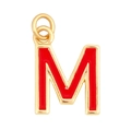 Golden pendant featuring a red enamel letter M charm for personalized necklaces - Red - Letter M
