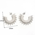 Silver stainless steel sunburst triangle earrings with hammered texture and 2.9cm height - Silver Sunburst Stud Earrings (ER-1141)