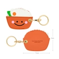 Porte-clés en cuir PU en forme de bol de riz avec motif œuf en orange et blanc - Bol De Riz
