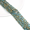 Faceted oval blue glass beads with gold trim for DIY jewelry making and crafts - Approx 25pcs/Strand / 3x5mm / Transparent Lake Blue