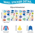82-piece colorful cartoon clothing wall stickers for kids' closet organization labels - 82Pcs Colorful Cartoon Clothing Labels (CT24Y11404J_T) / 4 Sheets/Set