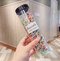 Colorful elastic hair ties for kids in a transparent bottle with a black lid - Twill Light Color Canned (300Pcs)