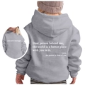 Sweat à capuche en polaire gris clair pour enfant avec message positif imprimé au dos - 100cm / Gris clair