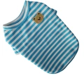 Blue and white striped polo shirt for dogs and cats with a cute brown bear embroidery - Blue Striped T-shirt