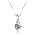 Classic 925 sterling silver solitaire moissanite pendant necklace with silver chain - Four-Prong Round Solitaire Pendant - 1ct (P11446)