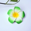 Frangipani hair clip featuring a green and yellow gradient finish on a white surface - Green Flower Head [4cm]