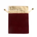 Wine red velvet drawstring jewelry bag with gold trim and metallic cuff details - 7*9cm / Burgundy