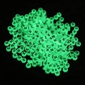 Luminous green 7x4mm round acrylic beads featuring a printed black letter M pattern - Letter M / Luminous Green