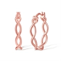 Elegant twisted hoop earrings in rose gold finish made of premium S925 sterling silver - Rose Gold Twisted Texture Hoop (SE363-R)