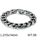 Bracciale punk da uomo in acciaio al titanio, finitura antica, 215 mm di lunghezza e 14 mm - Stile Maglia a Rilievo Vintage (KB119283-BDJX) / Color Acciaio