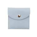 Light blue microfiber jewelry pouch with gold snap button for earrings and necklaces - 8*8cm / Sky Blue