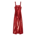 Elegant red sequin evening dress with a sexy backless slim fit design and spaghetti straps - Red