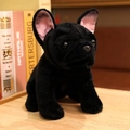 Cute black French Bulldog plush toy in sitting pose with soft fur and realistic ears - 28cm / Black Bulldog