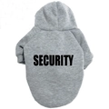 Detail of grey pet hoodie with bold black SECURITY print on soft fleece fabric - Grey Black