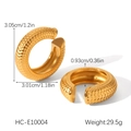 Detailed view of gold C-shaped scales texture stainless steel ear cuff with dimensions - Gold Snake Texture Style (HC-E10004)