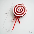 Red and white velvet Christmas lollipop ornament with glitter and bow, 27cm size - 24-Small Candy Glitter Ornament