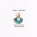 Details eines 14mm vergoldeten blauen Muschel-Anhängers mit Perle, Gewicht 1,2g - Blau Emaille Perle Muschel (Stil 1) / Gold