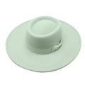 Mint green wide brim wool felt jazz hat for men and women with ribbon decorative band - One Size / Mint Green