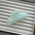 Detail of light green marble ink texture on large acetate shark hair claw clip - Green Semicircle 11cm
