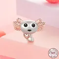 Cute S925 sterling silver axolotl charm with rose gold heart accent and polished finish - Silver Axolotl with Heart