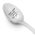 Silver stainless steel coffee spoon with custom engraving enjoy your coffee bitch - ENJOY YOUR COFFEE