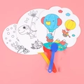 DIY cartoon paper fan for kids coloring featuring elephant, dinosaur and sea creatures - Mixed Random Styles