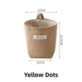 Cotton linen hanging storage bag with yellow polka dot for wall mounted daily use - Yellow Polka Dots