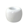 Minimalist white ceramic ring toothbrush holder with smooth glazed finish donut shape - White