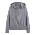 Sudadera gris con capucha y cremallera, cordón y puños acanalados vista frontal - S / Gris