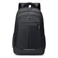 Large capacity black laptop backpack with JR SPORT logo for business and travel use - Black