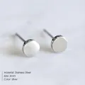 Minimalist 4mm silver hammered stainless steel stud earrings for daily wear fashion - Round (YE14813) / 4mm / Silver