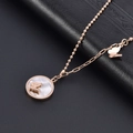 Rose gold necklace with white shell butterfly pendant and elegant mixed chain design - Rose Gold Necklace White Shell