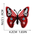 Detailed view of blue and red embroidered butterfly patch with precise size measurements - Red Blue White Black Butterfly (C19HD-088-17)