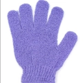 Exfoliating bath glove in purple color with a frosted nylon texture and elastic wrist - Purple