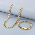 Set gioielli in acciaio al titanio dorato con catena NK 3:1 e chiusura a ingranaggi - Bracciale 21CM / 11mm Stile A Oro
