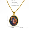 Gedetailleerde maten van 18k vergulde ovale religieuze hanger met afmetingen en specificaties - Maagd Maria Stijl (2234)