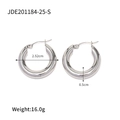 Detailed dimensions of silver titanium steel hoop earrings featuring 2.52cm diameter size - Silver Thick Style (JDE201184-25-S)