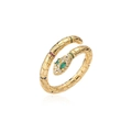 Goldener Schlangenring mit bunten Zirkonia-Steinen und verstellbarem offenem Design - 10454 / Gold