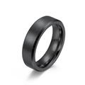 Anello minimalista in tungsteno nero opaco con finitura spazzolata e bordi lucidi - Taglia 7 / 6 mm