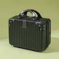 Mini 14-inch hard shell black makeup case with vertical stripes and metal rivets - 14" / Black