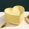 Modern yellow heart-shaped plastic fruit plate set with elegant gold-rimmed edges - Lemon Yellow-Heart Dish