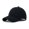 Men's winter knit baseball cap in black with ear protection and SPORT patch detail - Black