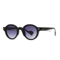 Retro polygon sunglasses with black frames and purple gradient lenses for men and women - Black Frame Gradient Gray Lens Transparent Legs