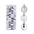 24-teiliges Set silberne Weihnachtskugeln Matt Glänzend und Glitzernd im Klarsichteimer - 6cm/24 Stück pro Eimer / Silber