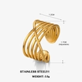 Anillo ajustable multicapa cruzado de acero inoxidable dorado de 1,2 cm - Dorado