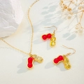 Schmuckset Erdnuss Herz mit Halskette und Ohrringen auf Seide mit Steindekoration - Glück Erdnuss (5788)