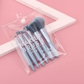 Portable 6-piece light blue makeup brush set with soft bristles in a clear pouch - Blue