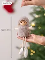 Plüsch-Weihnachtsengel-Anhänger in Grau mit braunem Haar und Seilbeinen, 18 cm Höhe - Grau