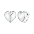 Minimalistische S925 Sterling Silber Herz Ohrringe mit hochglanzpolierter Oberfläche - 925er Silber / Silber