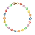 Collana in titanio placcata oro 18k con petali di fiori in smalto colorato e chiusura a moschettone - 16+4cm, Bracciale